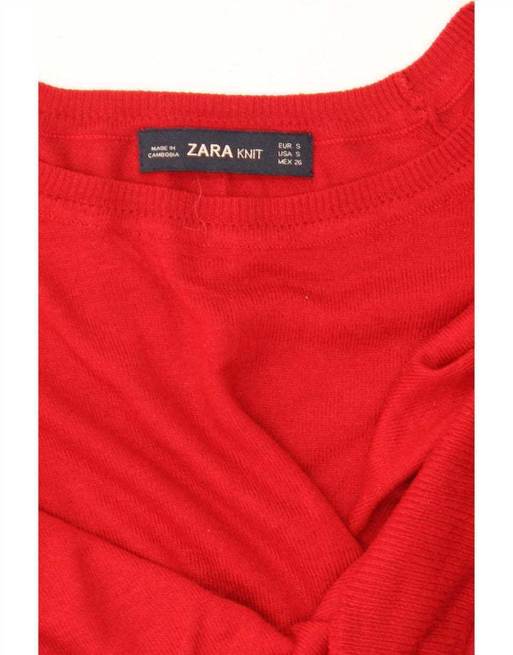 Zara Pull surdimensionné à col bateau pour femme UK 10 Petit Rouge