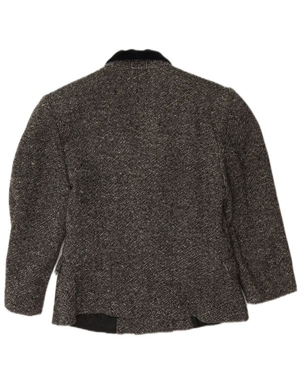 vintage Femmes 3/4 Manches Double Breasted Blazer Veste IT 42 Gris Moyen