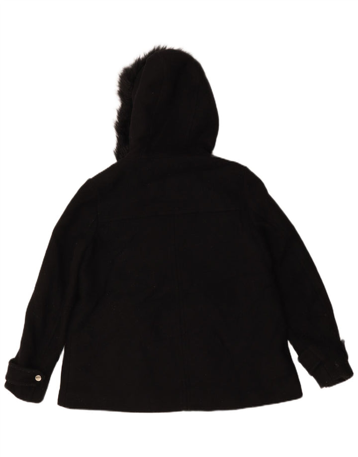 Zara Manteau court surdimensionné à capuche pour femme UK 10 Petit Noir