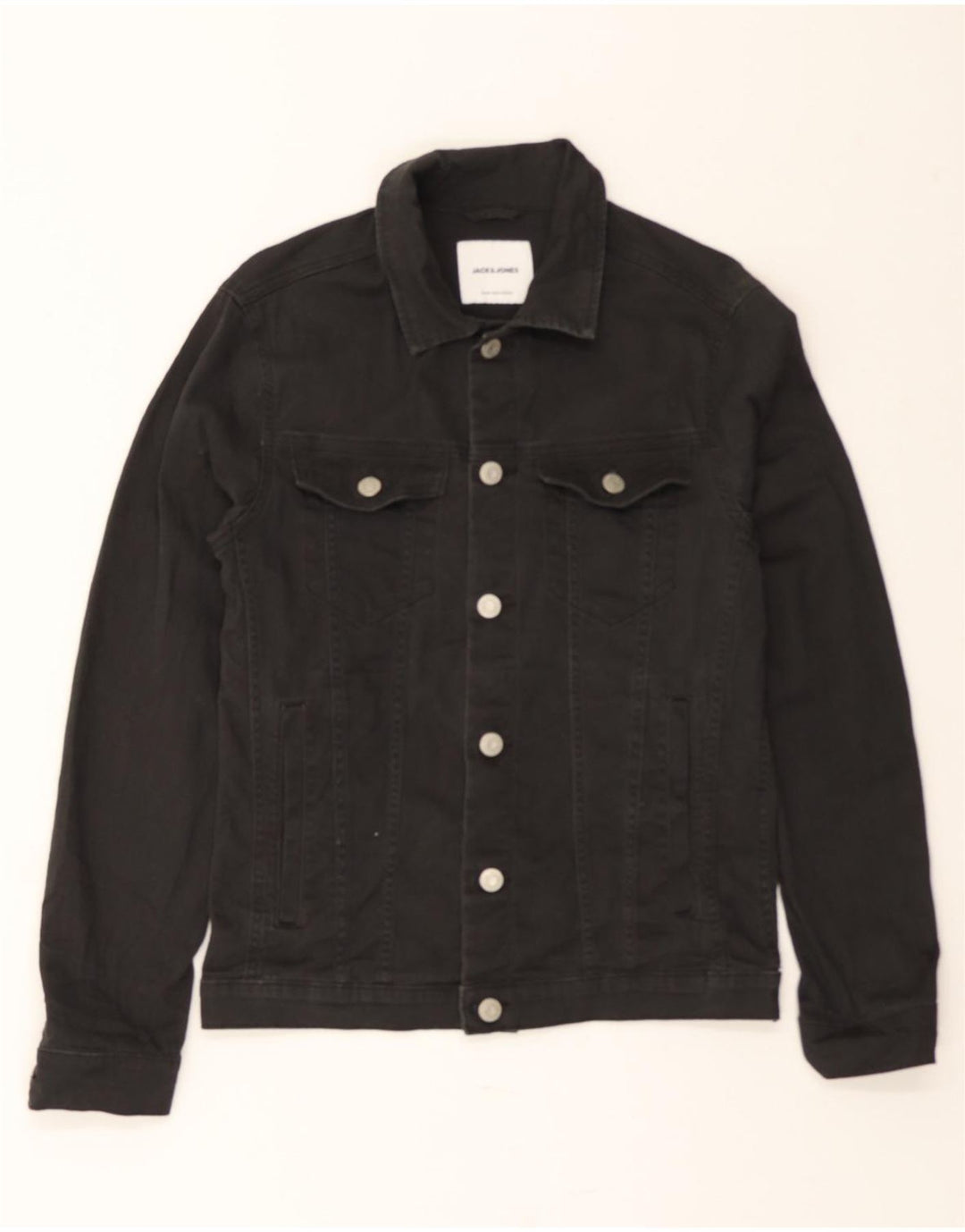 JACK & JONES Mens Denim Jacket UK 38 Medium Black Cotton Vintage Jack & Jones and Second-Hand Jack & Jones from Messina Hembry 