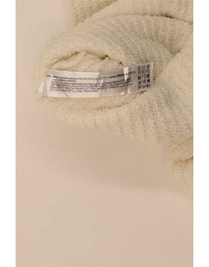 Zara Pull court à col roulé pour femme UK 10 Petit polyester blanc cassé