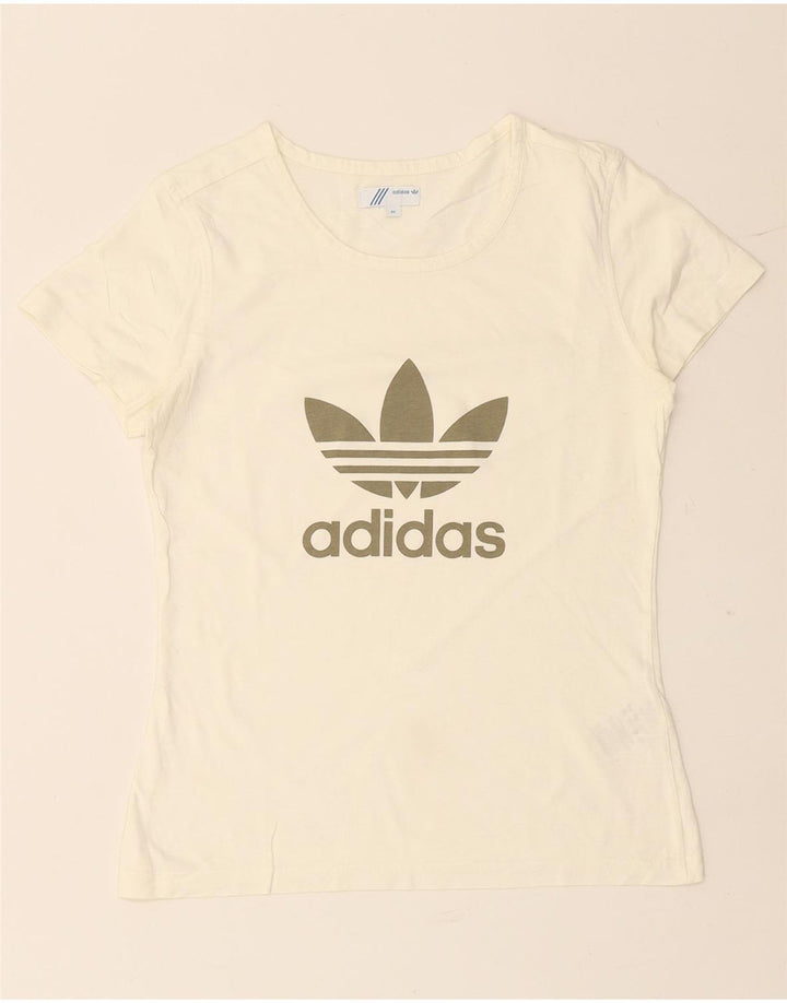 ADIDAS T-shirt graphique pour femme IT 42 en coton blanc moyen