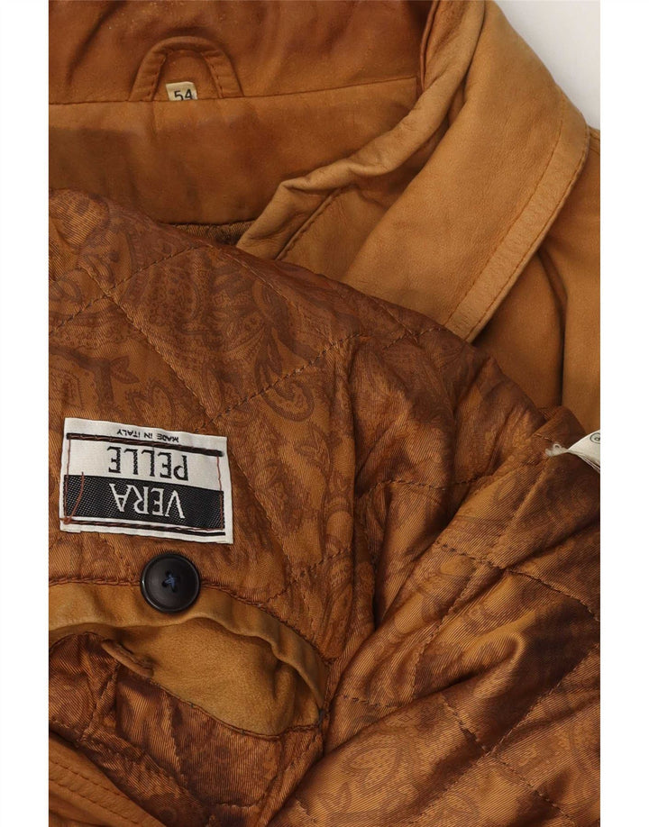 veste en cuir homme vintage IT 54 2XL Beige