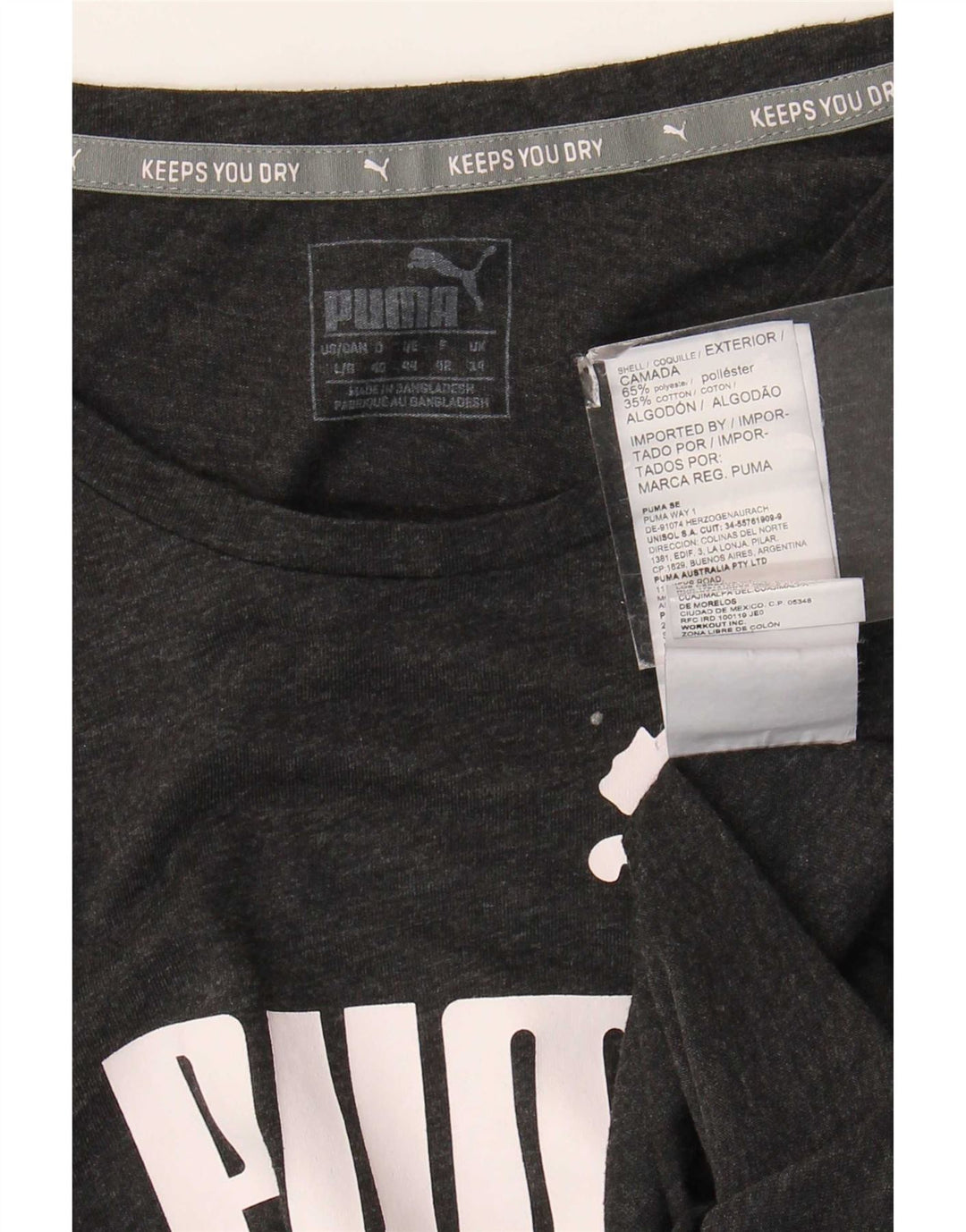 Puma T-shirt graphique pour femme UK 14 Gris moyen Polyester