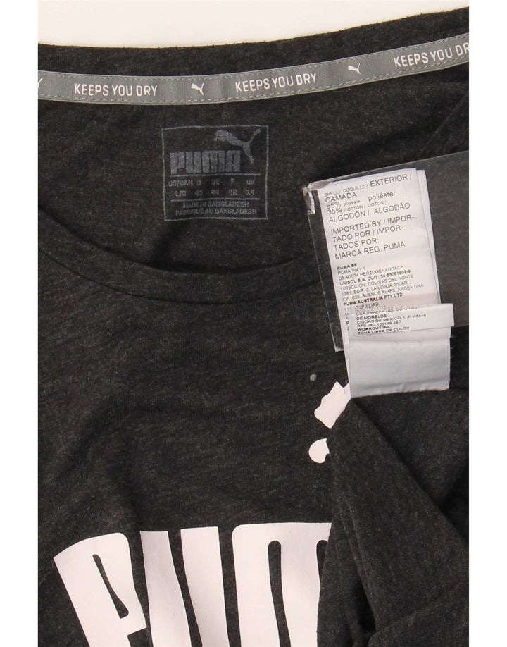 Puma T-shirt graphique pour femme UK 14 Gris moyen Polyester