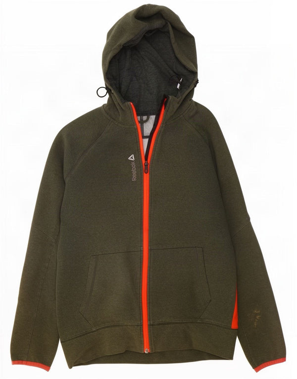 Reebok Sweat à Capuche Zippé Homme Vert Moyen Coton