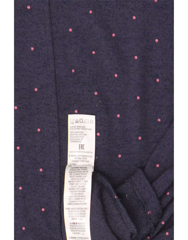 Marks & Spencer Haut à manches longues pour femme UK 14 Large Bleu marine à pois