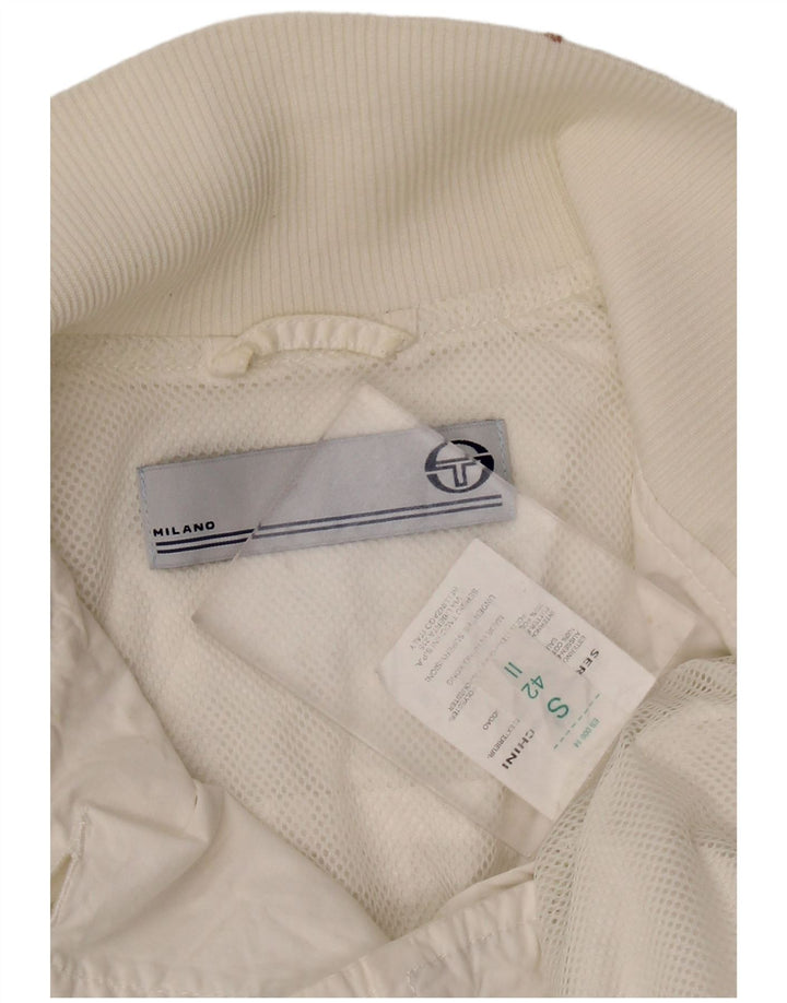 Sergio Tacchini Veste Bomber Courte Femme UK 10 Petit Polyester Blanc