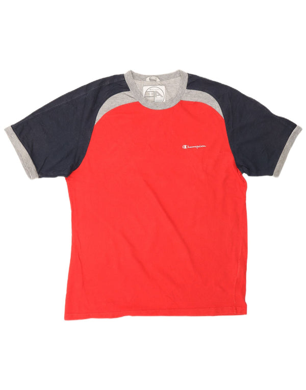 CHAMPION T-Shirt Homme Top XL Rouge Colourblock Coton