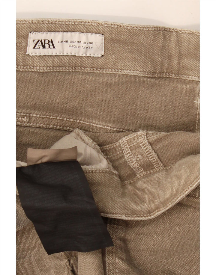 ZARA Short en jean vieilli pour homme EU 46 XL W36 Kaki
