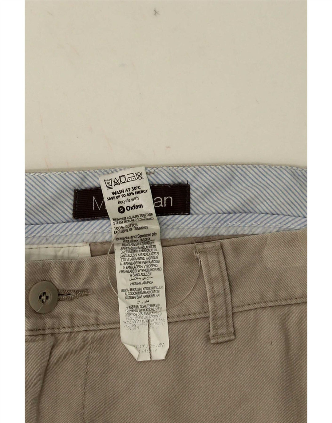 Marks & Spencer Short Chino Homme W34 Grand Coton Beige