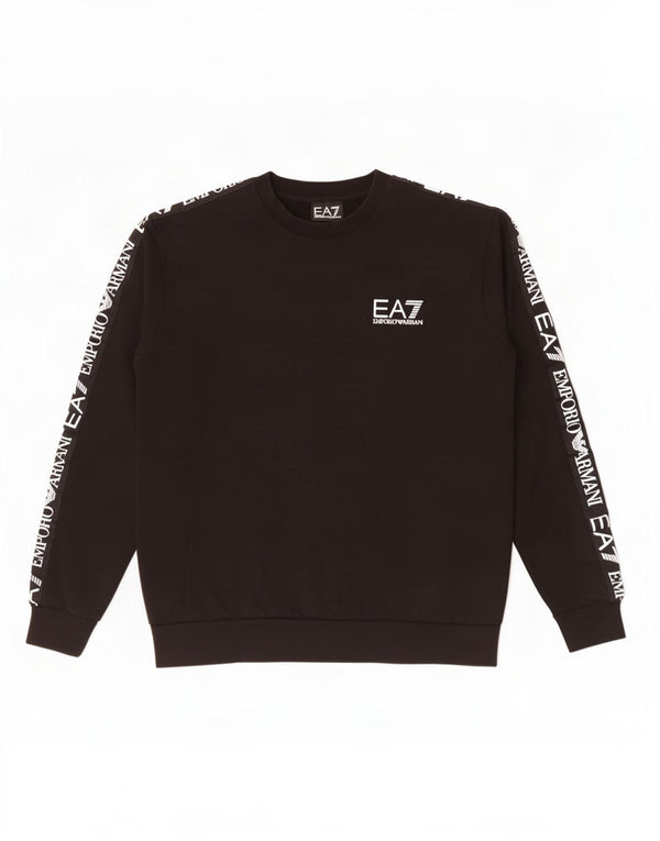 Emporio Armani Sweat-shirt graphique pour hommes, grand coton noir