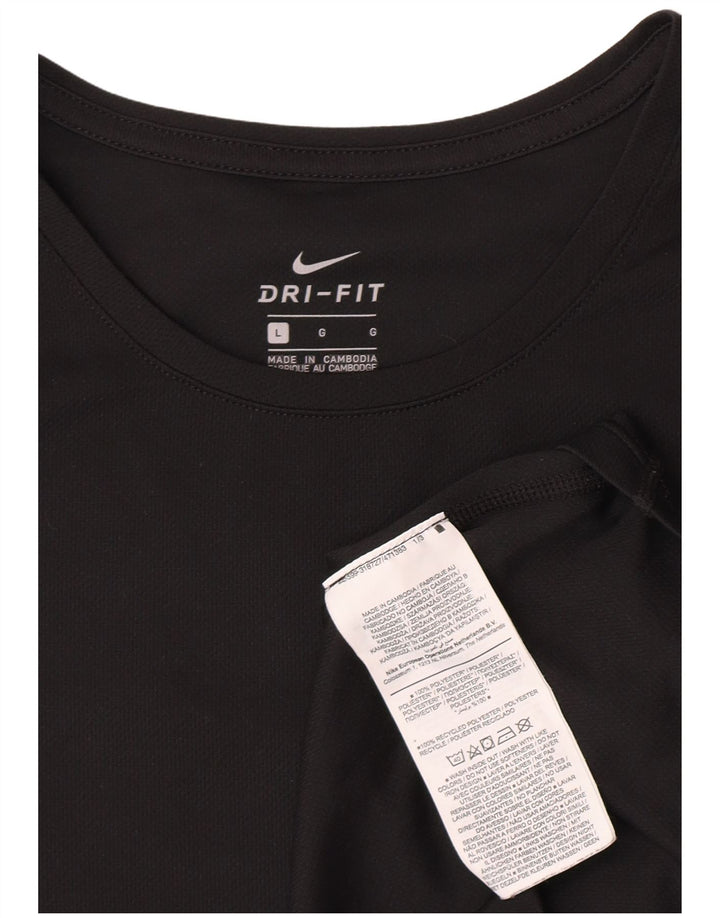 Nike Womens Dri Fit Graphic T-Shirt Top UK 16 Large Noir Polyester