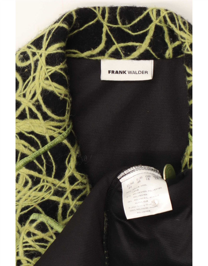 Veste blazer à 3 boutons à motif abstrait pour femme UK 18 XL en laine verte