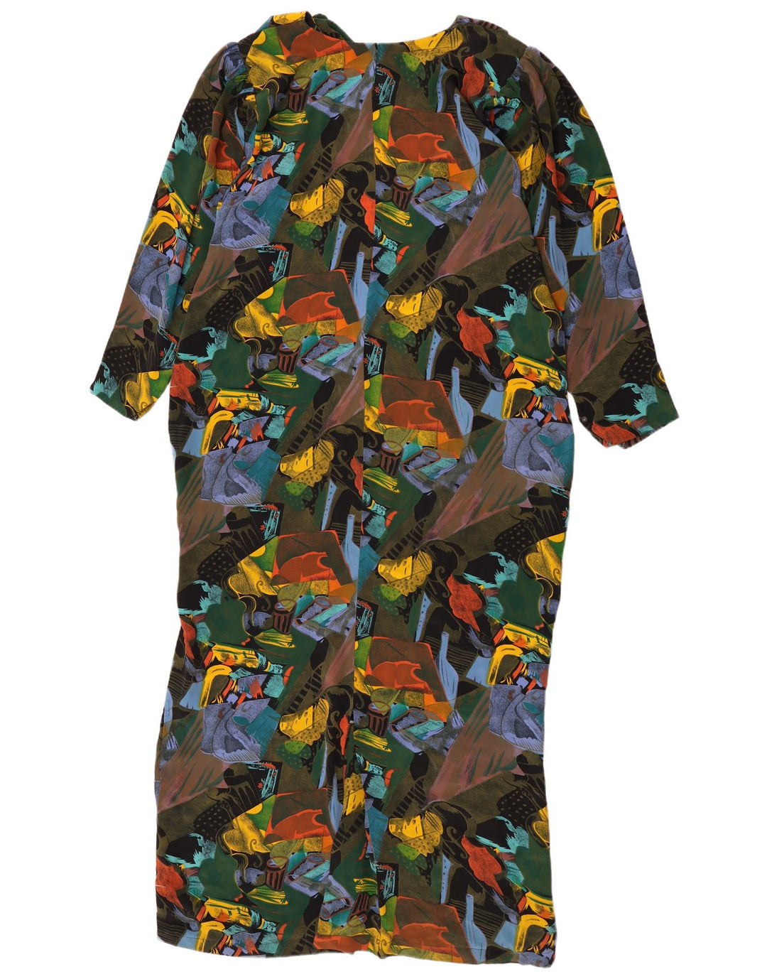 vintage Womens Abstract Pattern Maxi Dress UK 16 Grand Multicolore