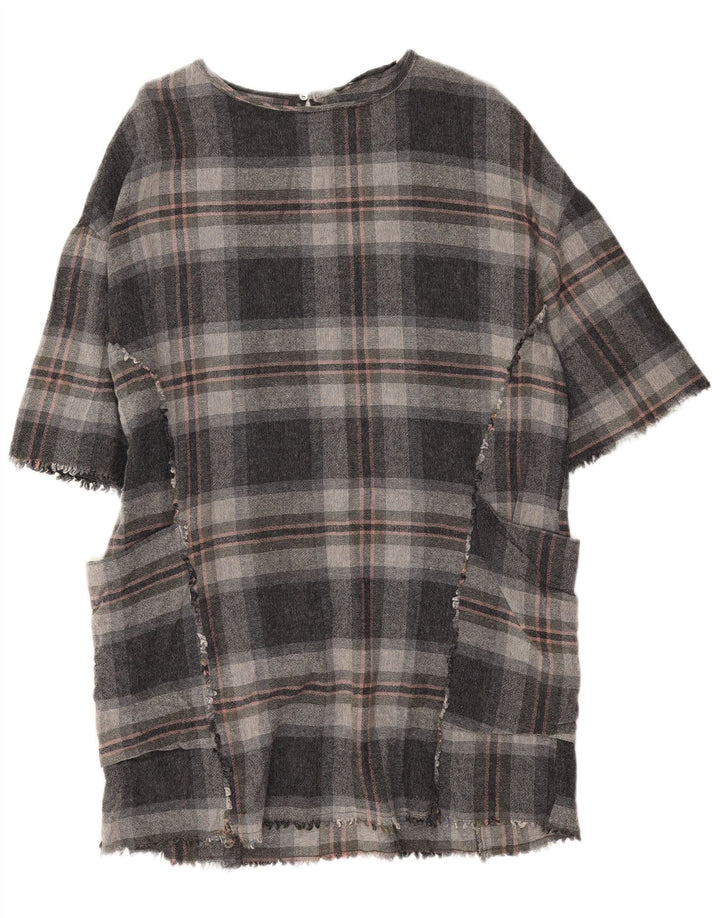 Robe tunique Zara pour femme UK 44 en viscose à carreaux gris moyen