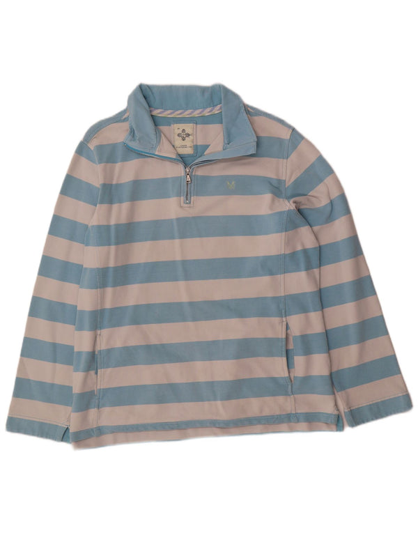 Crew Clothing Sweat-shirt à col zippé pour femme UK 18 XL Bleu rayé