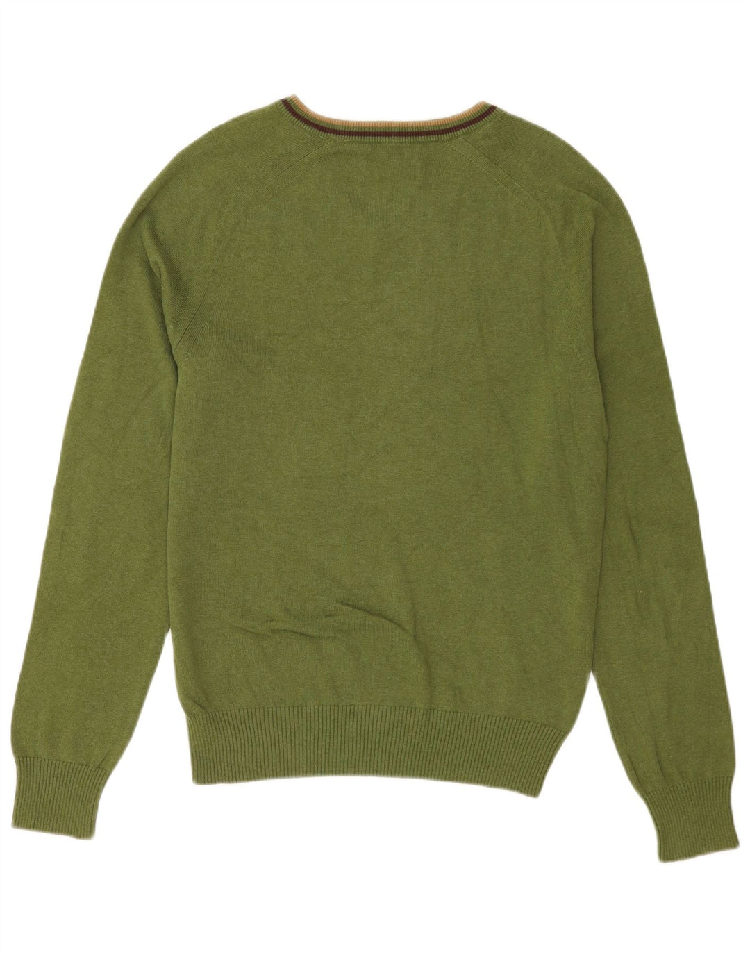 Penguin Pull Col V Homme Vert Moyen Rayé Coton