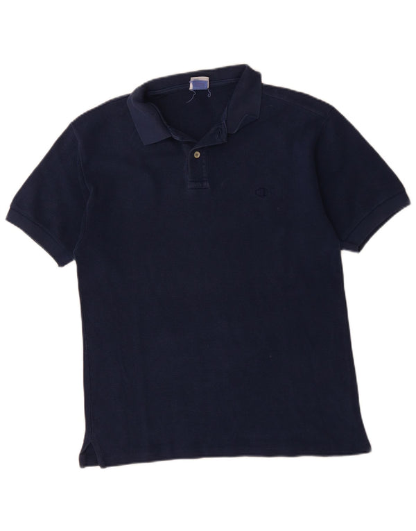 CHAMPION Mens Polo Shirt Small Navy Blue Cotton