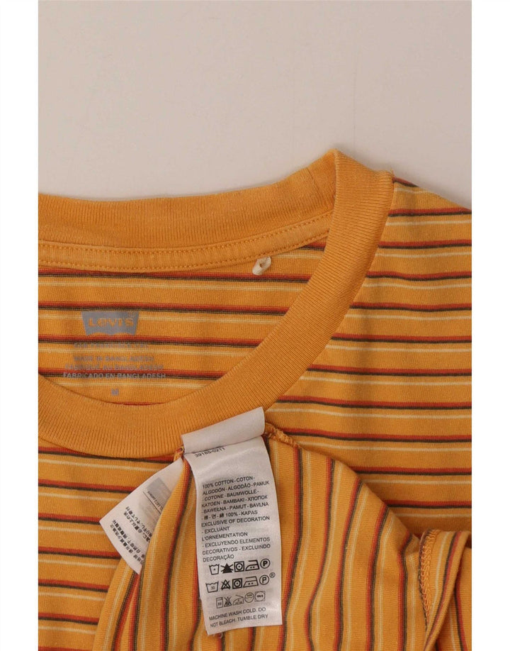 Levi's T-Shirt Femme UK 12 Coton Rayé Orange Moyen