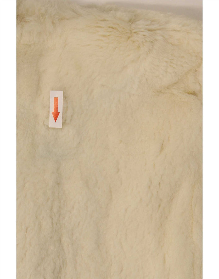vintage Femme Fausse Fourrure Capelet Manteau Taille Unique Blanc Cassé