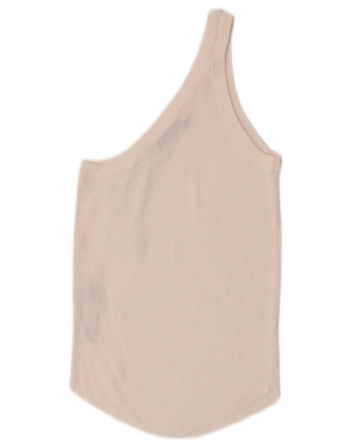 Zara Femme Top Une Épaule UK 12 Medium Blanc Viscose