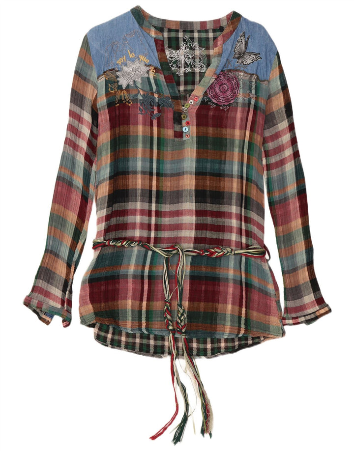 DESIGUAL Chemisier graphique pour femme UK 46 Grand carreaux multicolores