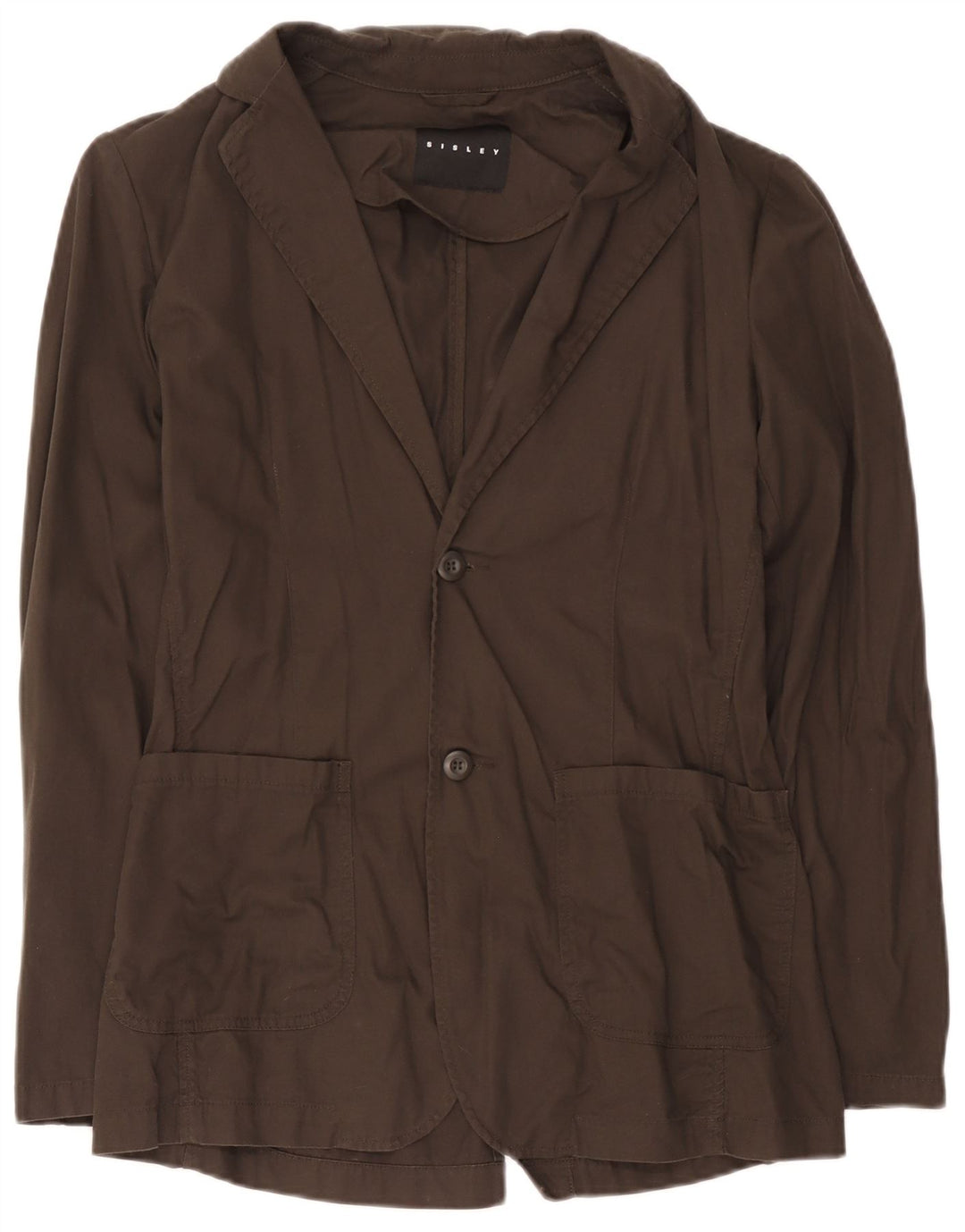 Sisley Veste Blazer 2 Boutons Homme IT 48 Marron Moyen Coton