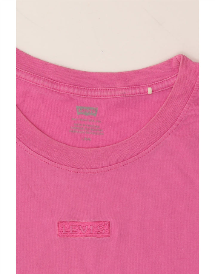 LEVI'S Womens Oversized T-Shirt Top UK 16 Large Pink Cotton Vintage Levi's and Second-Hand Levi's from Messina Hembry 