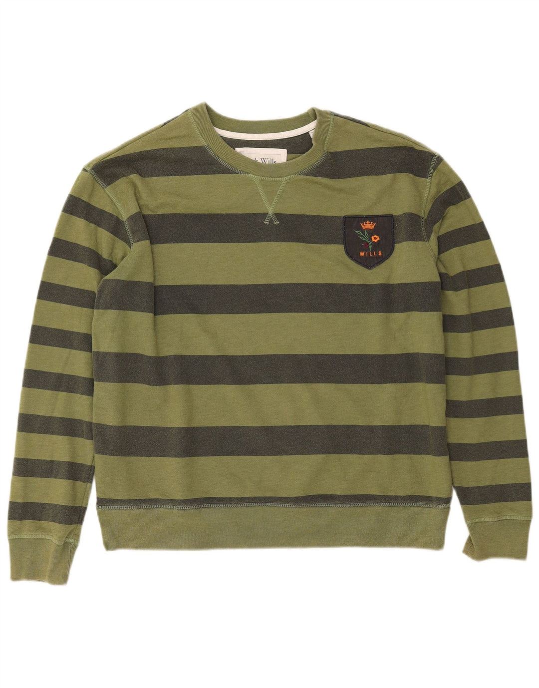 JACK WILLS Sweat-shirt surdimensionné pour femme UK 14 Grand kaki rayé