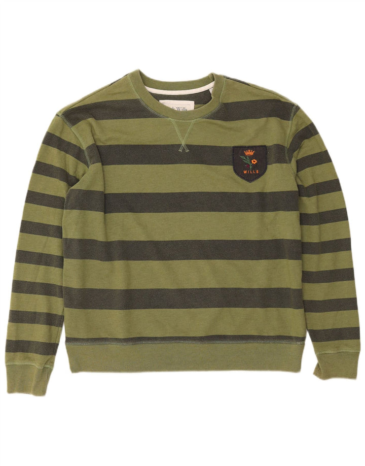 JACK WILLS Sweat-shirt surdimensionné pour femme UK 14 Grand kaki rayé