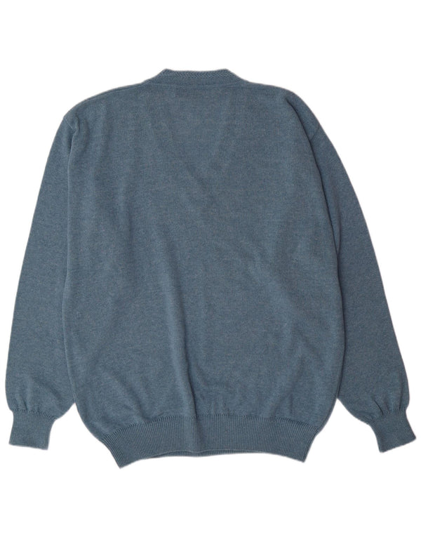 FRANK ALEXS Pull Col V Homme IT 54 XL Bleu Géométrique Coton