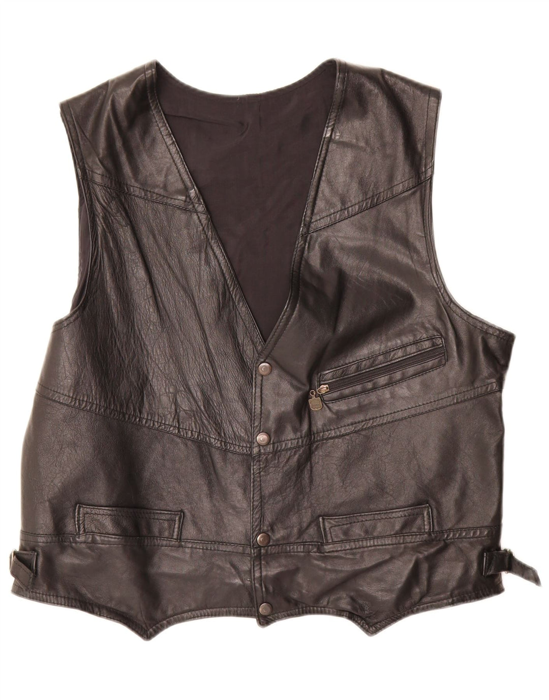 VINTAGE Gilet en cuir pour homme Grand Noir