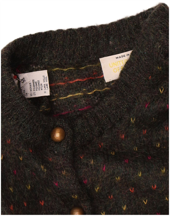 Benetton Pull Cardigan Femme UK 14 Moyen Multicolore Fair Isle