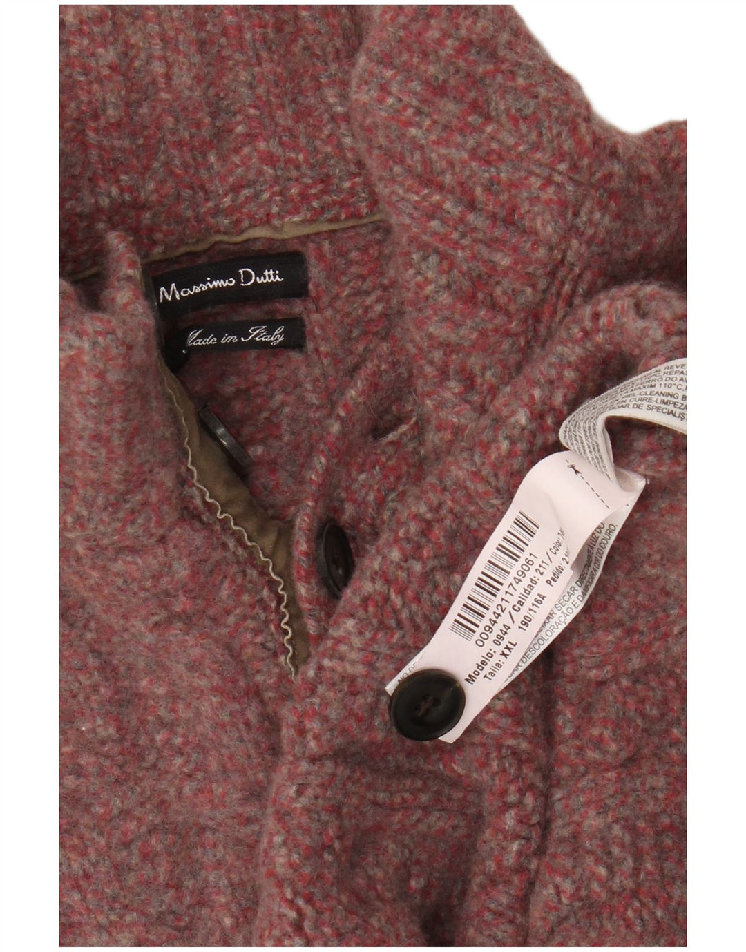 Massimo Dutti Pull col boutonné pour femme UK 20 2XL Laine rose