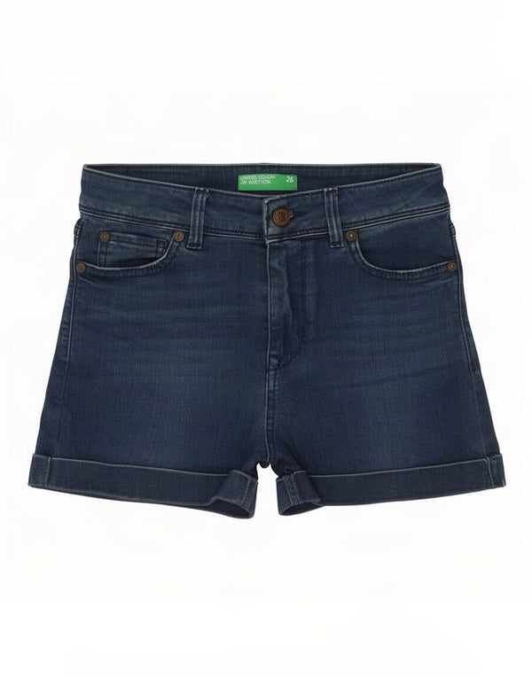Benetton Short En Jean Small W26 Bleu Marine Coton Femme