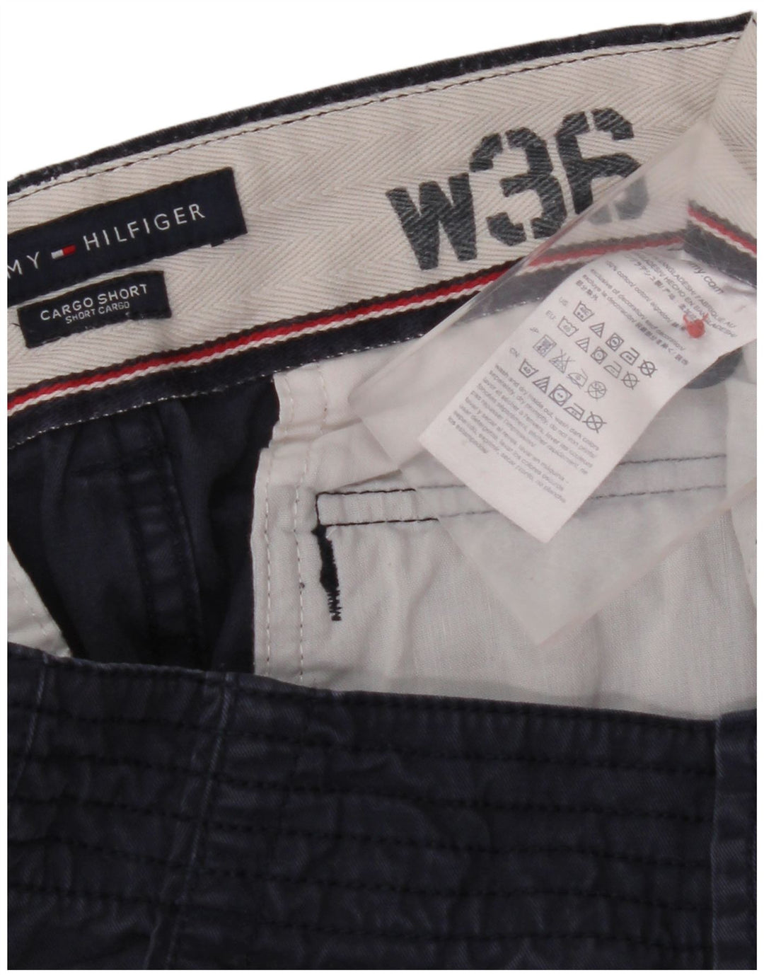 TOMMY HILFIGER Short Cargo Homme W36 Large Bleu Marine Coton