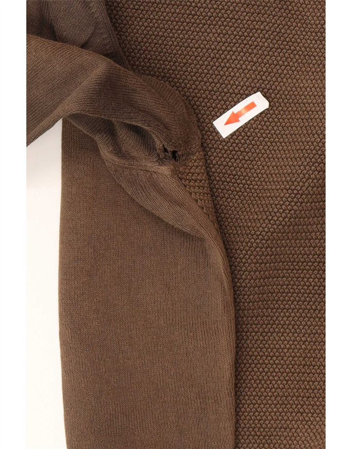 Zara Pull à col rond pour homme en coton marron Large
