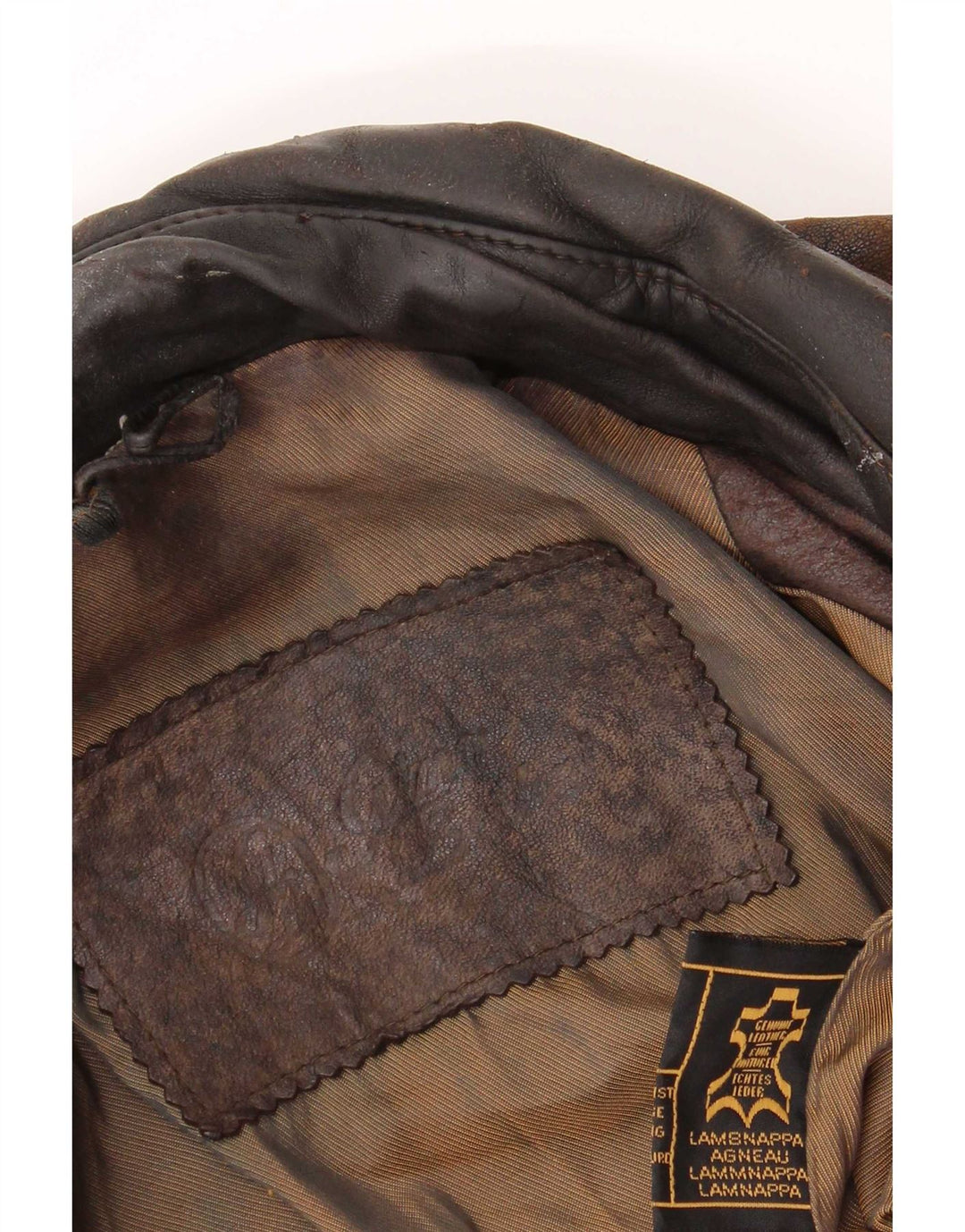 Gina Bacconi Veste bomber en cuir pour homme UK 36 Petit marron patchwork rétro