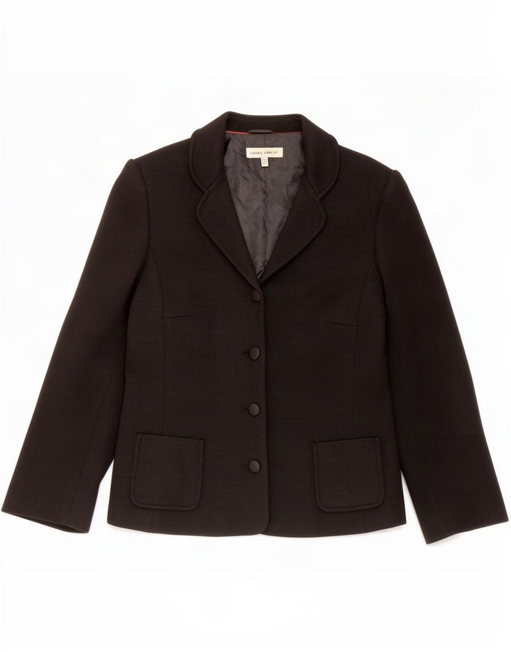 Laura Ashley Veste Blazer 4 Boutons pour Femme UK 14 Grand Acrylique Noir