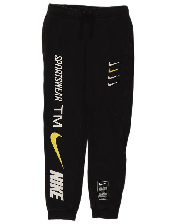 NIKE Pantalon de survêtement graphique Swoosh pour femme UK 6 XS Noir