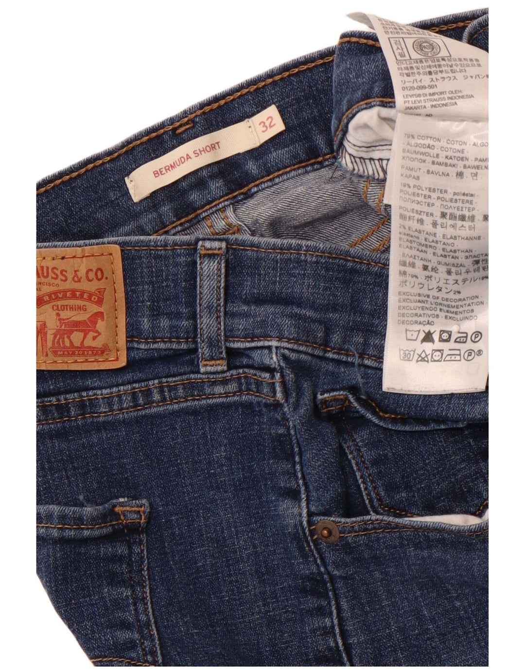 LEVI'S Bermuda Denim Femme W32 Large Bleu Coton