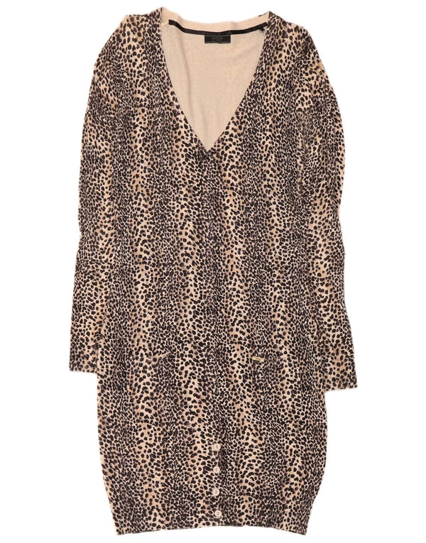 Guess Robe pull à manches longues pour femme UK 42 Beige moyen imprimé animal