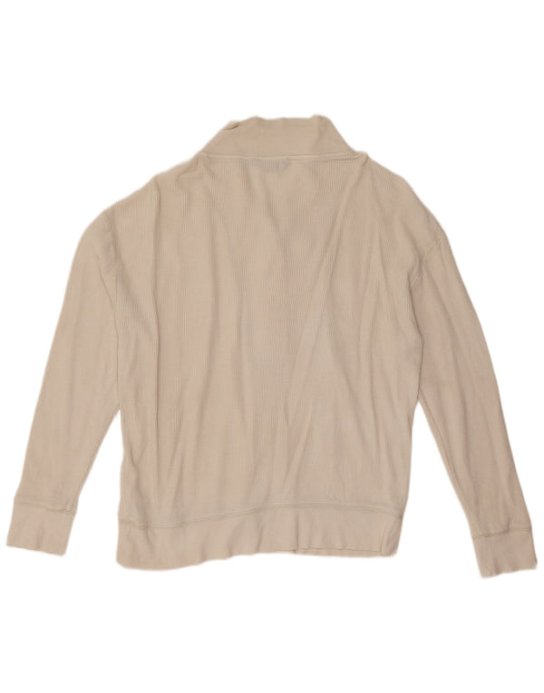 Ralph Lauren Sweat-shirt à col boutonné pour femme UK 14 en coton blanc moyen