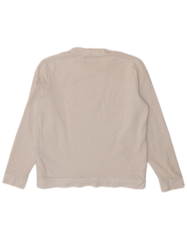 Guess Haut graphique à manches longues pour femme UK 16 Large Blanc Coton