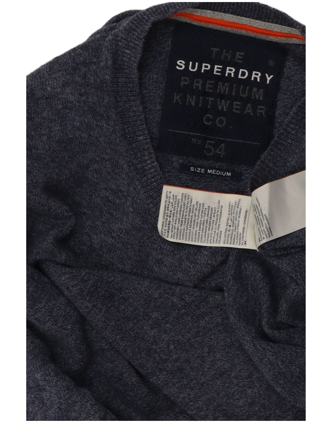 SUPERDRY Pull col rond homme en coton moucheté bleu marine moyen