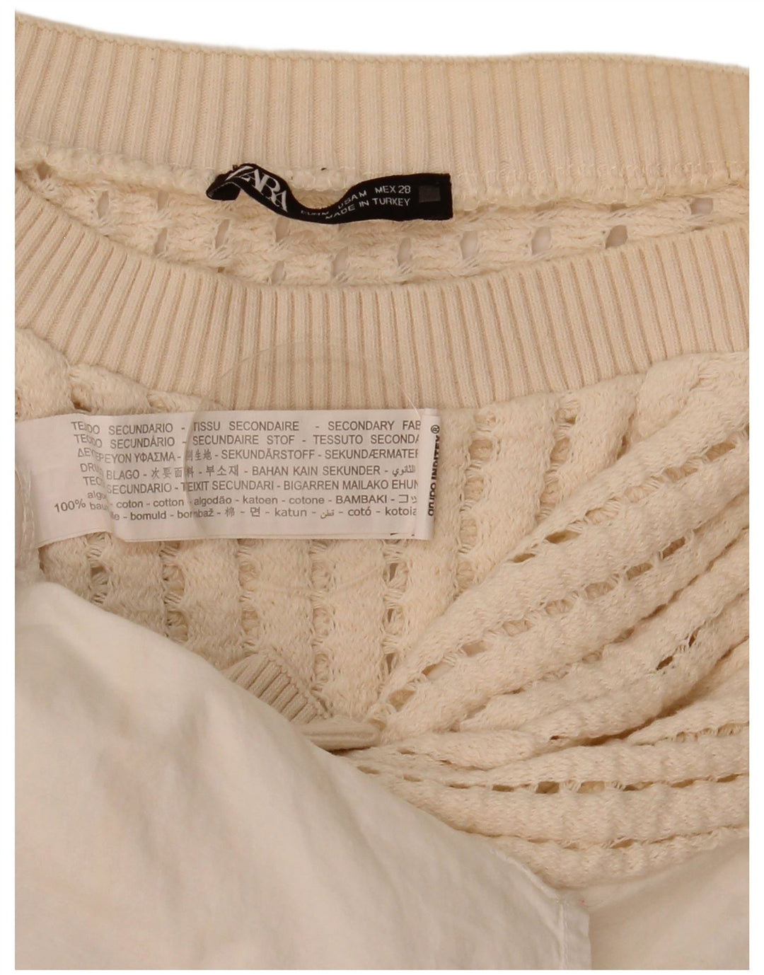 Zara Womens Crochet Blouse Top UK 14 Moyen Blanc Coton