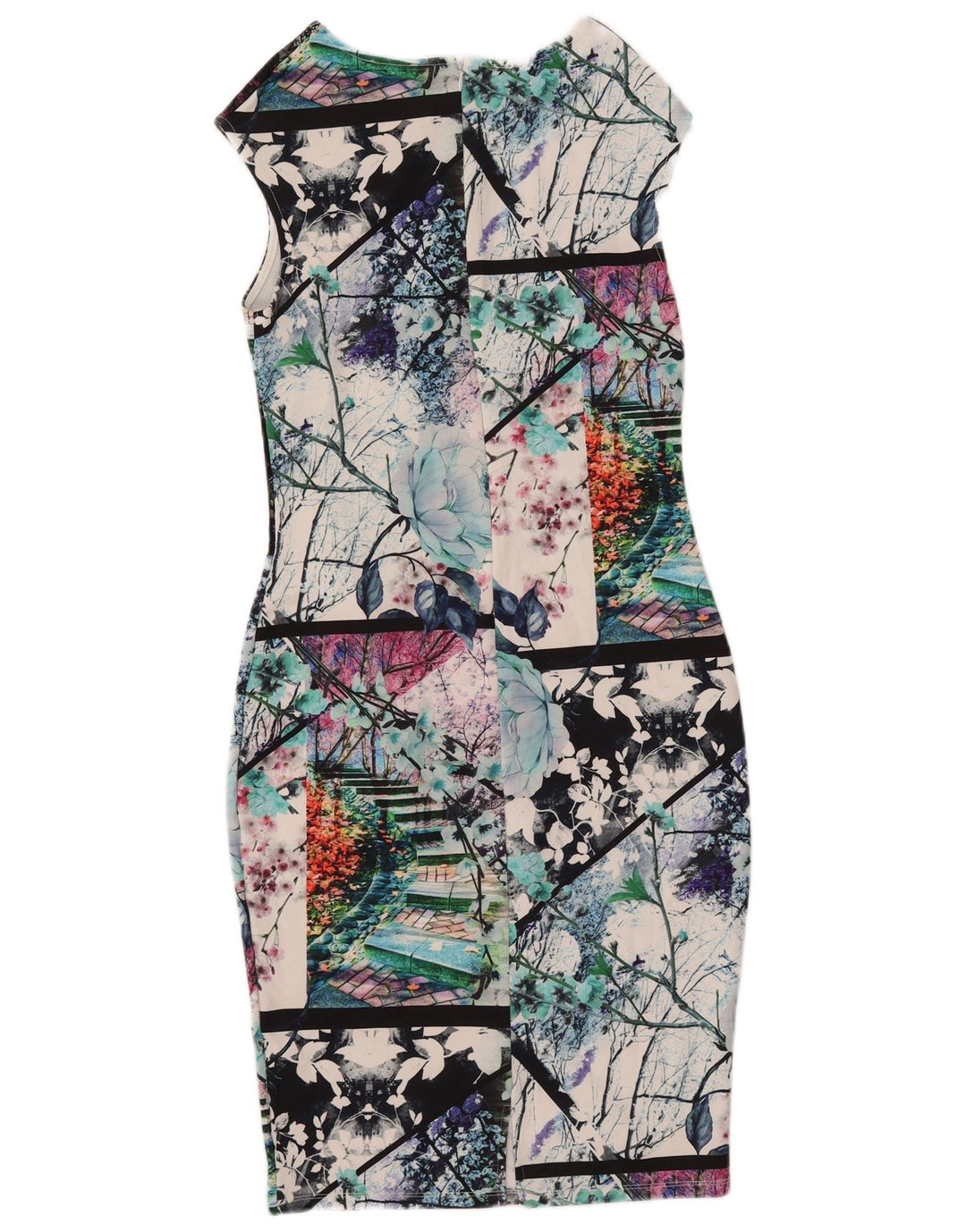 Lipsy Femme Robe Moulante Graphique UK 10 Petit Polyester Multicolore