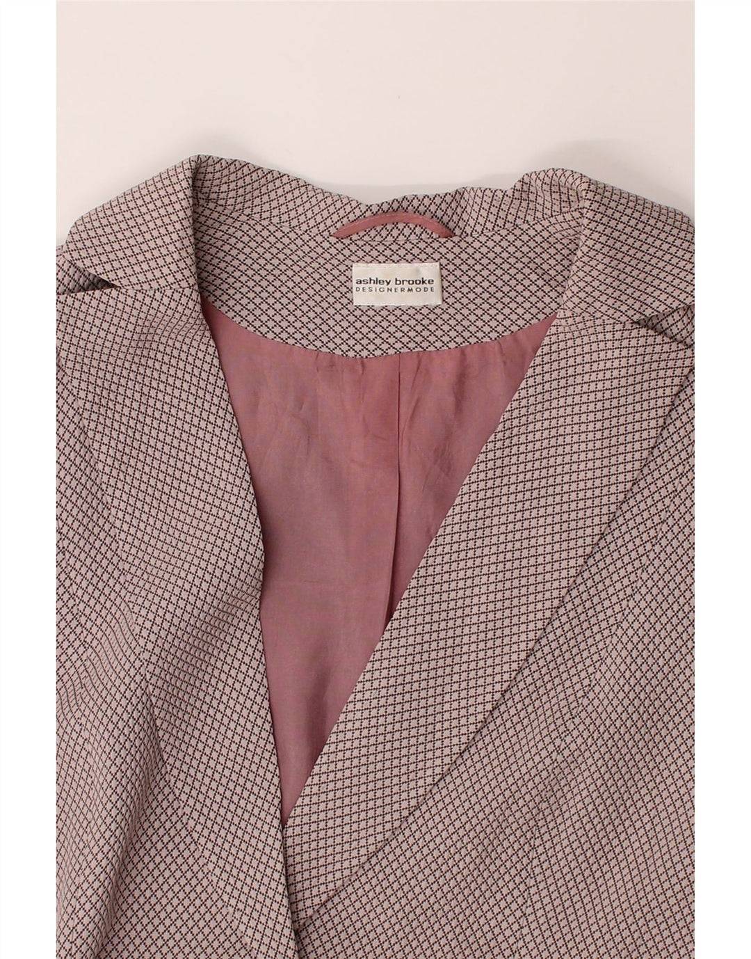 ASHLEY BROOKE Womens Blazer Jacket UK 14 Large Pink Argyle/Diamond Vintage Ashley Brooke and Second-Hand Ashley Brooke from Messina Hembry 