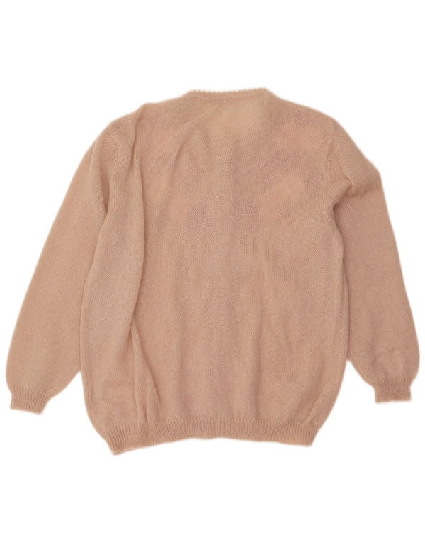 vintage Femmes Loose Fit Cardigan Pull UK 18 XL Rose Floral Mohair